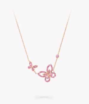 18K 하이엔드 미러급 그라프 더블 버터플라이 실루엣 목걸이