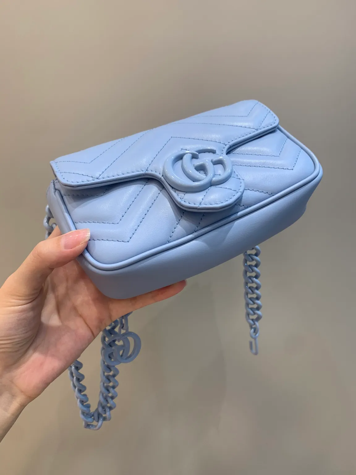 구찌 GG 마몽 벨트백 블루