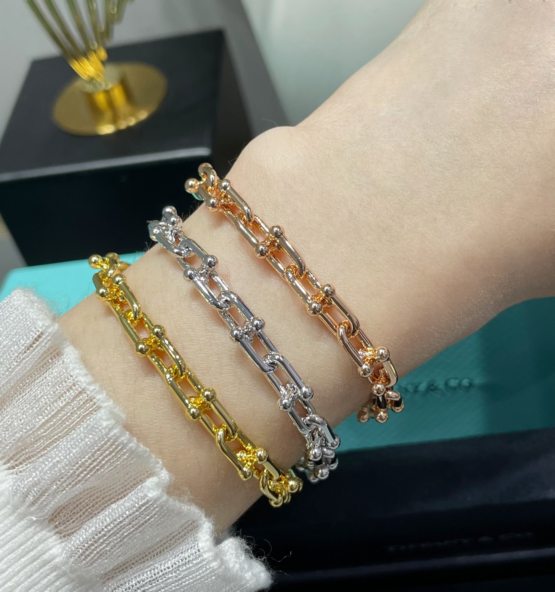 18K 하이엔드 미러급 티파니앤코 미디엄 링크 팔찌 (구성품 풀박스)