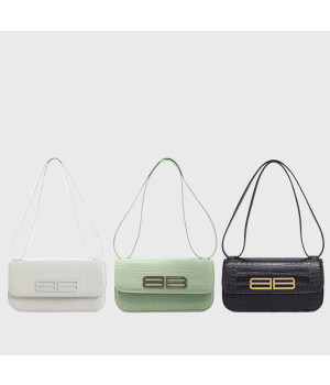 발렌시아가 BB 가십 체인 크로스 백 크로커다일 엠보싱