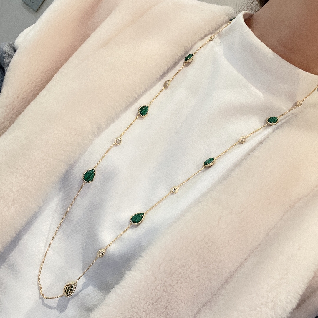 18K 하이엔드 미러급 부쉐론 쎄뻥보햄 롱 말라카이트 16모티브 목걸이 (구성품 풀박스)