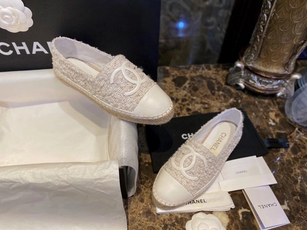 샤넬 트위드 CC Espadrille 크림