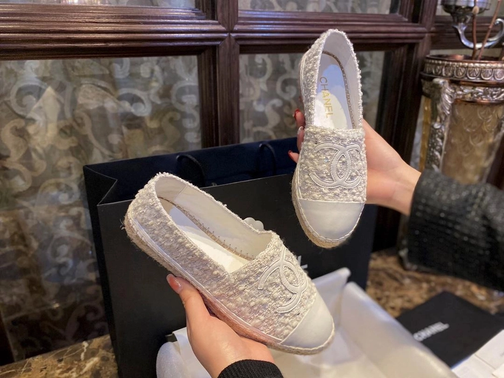 샤넬 트위드 CC Espadrille 크림