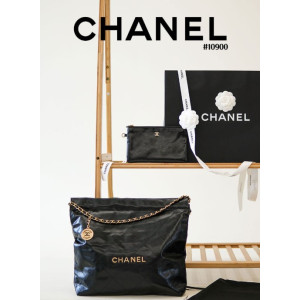 (국내배송) [CHANEL] 샤넬 22 핸드백 블랙 금장 미디움