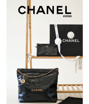 (국내배송) [CHANEL] 샤넬 22 핸드백 블랙 금장 미디움