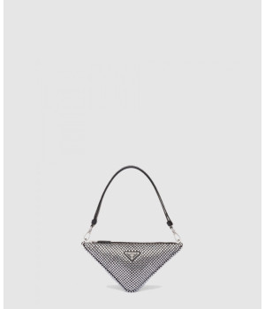 프라다 크리스탈 장식 새틴 트라이앵글 핸드백 1BC190