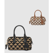 프라다 심볼 자수 패브릭 나일론 보스턴 토트백 1BA846