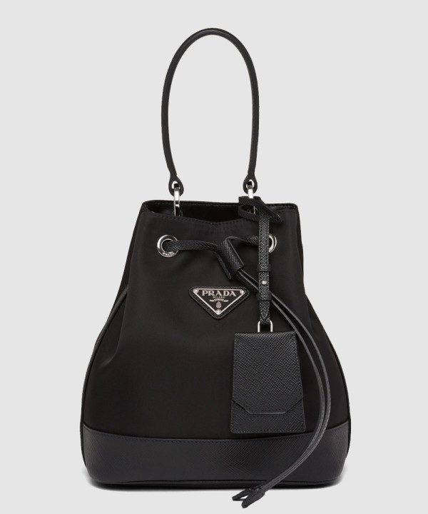 프라다 나일론 사피아노 레더 버킷백 1BE055