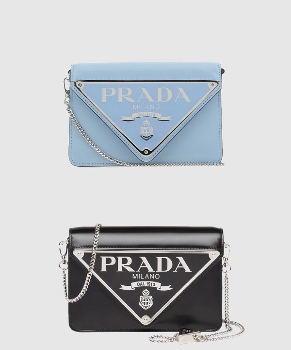 프라다 브러쉬드 레더 체인 숄더백 1BH189