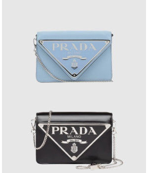 프라다 브러쉬드 레더 체인 숄더백 1BH189