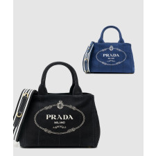 프라다 카나파 로고 코튼 캔버스 토트백 1BG439