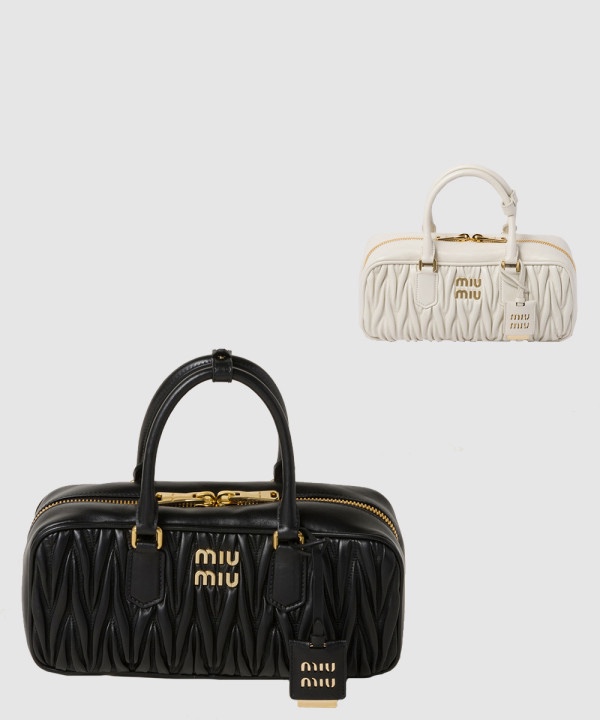 미우미우 아르카디 마테라쎄 미디움 탑핸들 토트백 5BB148