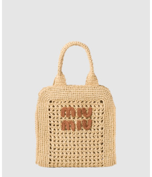 미우미우 크로셰 라피아 토트백 5BA283