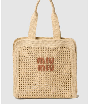 미우미우 로고 라피아 토트백 5BG230