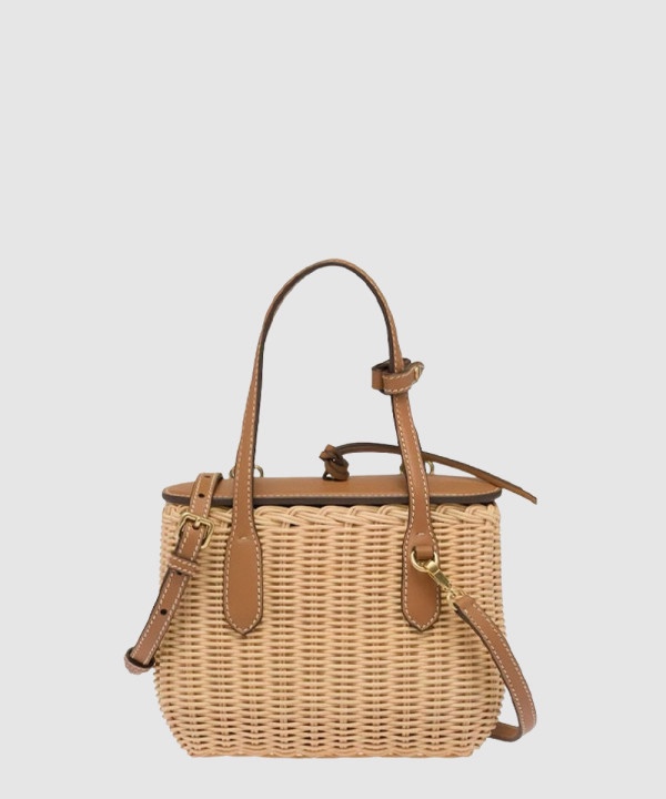 미우미우 위커 레더 핸들 토트백 5BA222