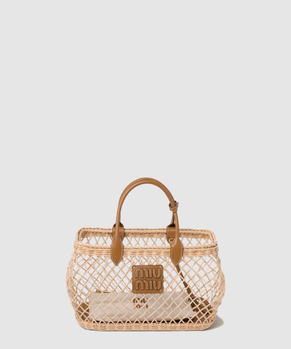 미우미우 우븐 패브릭 토트백 5BA285