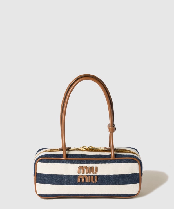 미우미우 캔버스 보 레더 토트백 5BB173