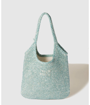 미우미우 아이비 스팽글 메쉬 토트백 5BG231