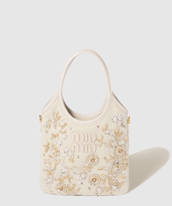 미우미우 아이비 자수 가바딘 토트백 5BA281