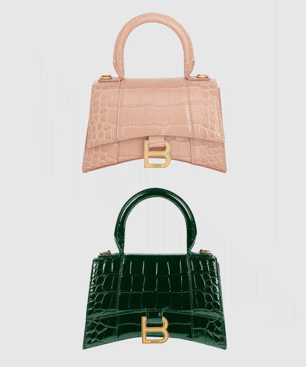 발렌시아가 아워글래스 XS 크로커 엠보싱 탑 핸드백 592833