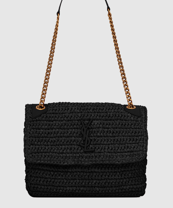 생로랑 라피아 니키 미디움 숄더백 633187