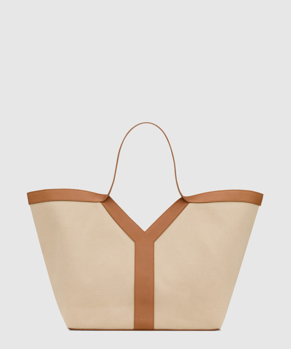 생로랑 캔버스 레더 Y 토트백 817602