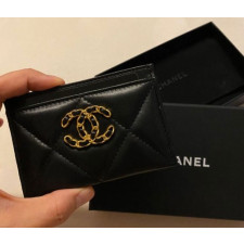 (국내배송) 샤넬 수입 19 램스킨 금장 카드 홀더 지갑