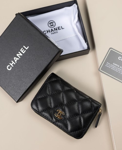 (국내배송) 샤넬 클래식 램스킨 지퍼 카드지갑