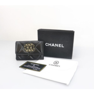 (국내배송) 샤넬 19 똑딱이 카드 지갑 블랙
