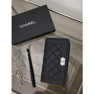 (국내배송) 샤넬 보이 샤넬 지퍼 카드지갑 캐비어 가죽 폰케이스