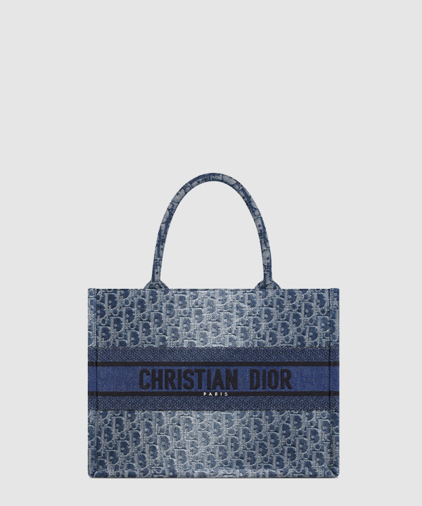 디올 북 토트백 미디움 블루 오블리크 M1296