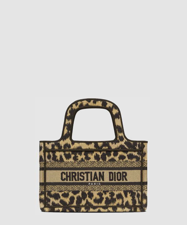 디올 미니 북토트백 베이지 멀티컬러 미짜 자수 S5475