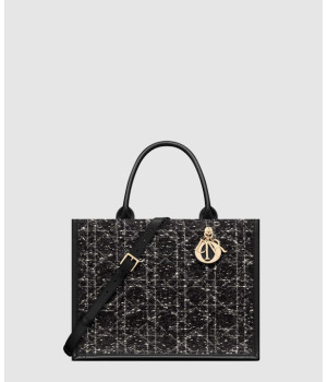 디올 미디움 북 토트백 블랙 트위드 M1296