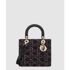 디올 미디움 레이디백 트위드 블랙 M0565