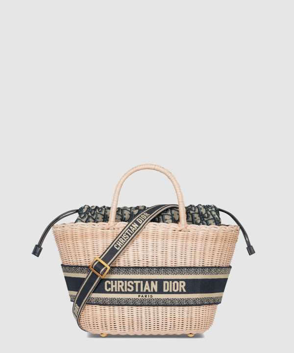 디올 모자 바스켓 백 내추럴 라탄 M1328