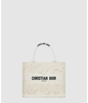 디올 북토트백 스몰 화이트 D 레이스 버터플라이 마크라메 이펙트