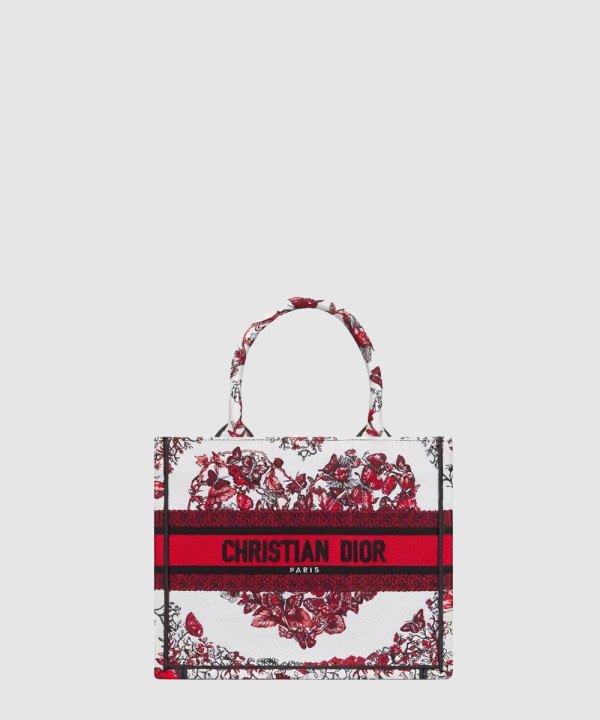 디올 북토트백 스몰 화이트 레드 르 꾀흐 파피용
