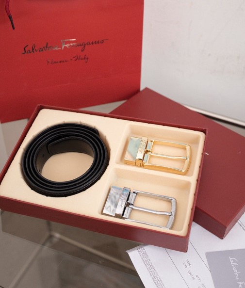 (국내배송) 페레가모 투버클 컷팅 벨트