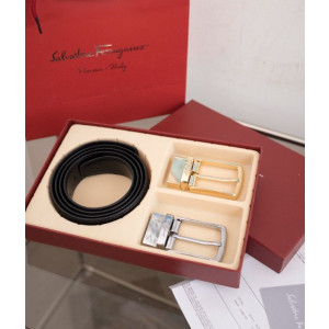 (국내배송) 페레가모 투버클 컷팅 벨트