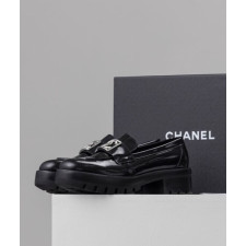 (국내배송) 샤넬 로퍼 카프스킨, 메탈 블랙 G45156