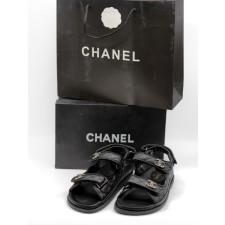 (국내배송) 샤넬 CC로고 벨크로샌들 블랙