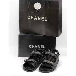 (국내배송) 샤넬 CC로고 벨크로샌들 블랙