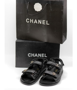 (국내배송) 샤넬 CC로고 벨크로샌들 블랙
