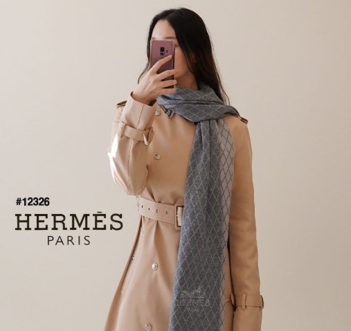 (국내배송) 에르메스 남여공용 사각패턴 캐시미어 머플러
