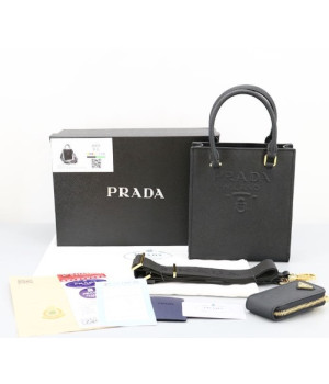 (국내배송) 프라다 4668 각인로고 레더 토트 & 크로스백
