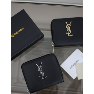 (국내배송) 생로랑 스무스 레더 실버 모노그램 카드 월렛