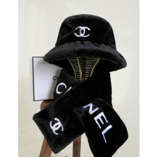 (국내배송) 샤넬 CC 시어링 버킷햇 & 레터링 시어링 머플러 2PCS 셋