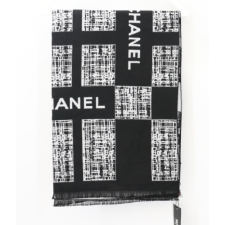 (국내배송) 샤넬 로고 실크 캐시미어 양면 머플러