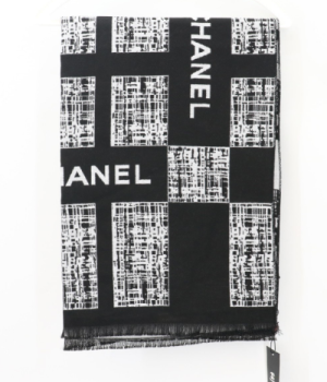 (국내배송) 샤넬 로고 실크 캐시미어 양면 머플러