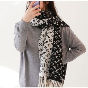 (국내배송) 루이비통 모노그램 로고 패턴 울 머플러